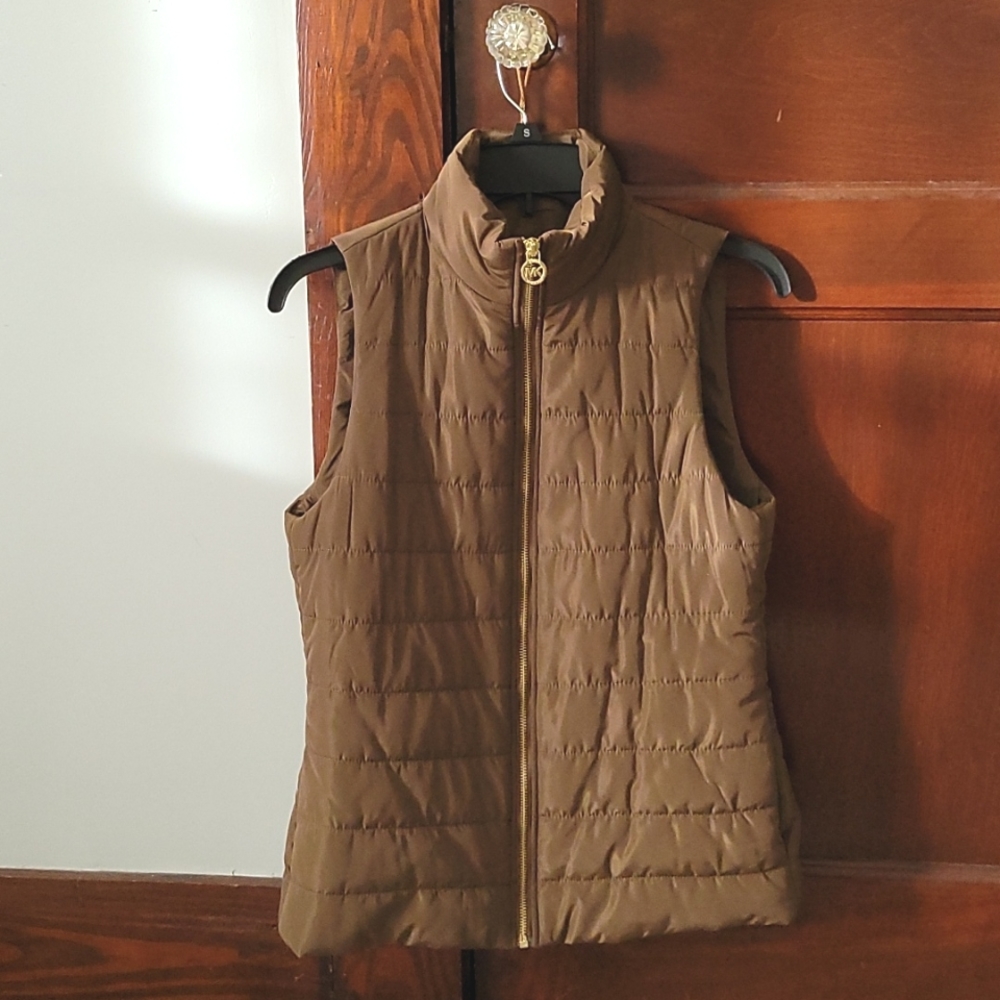 Metallic Brown Michael Kors sleeveless puffer